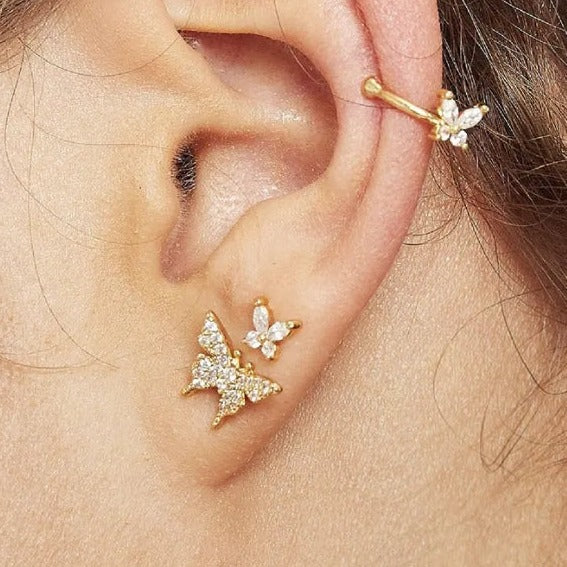 Butterfly Spring Ohrring Gold 14K