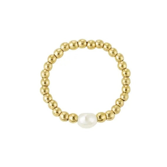 Elastic Pearl Ring Gold