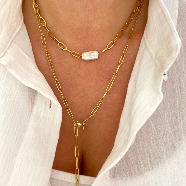 Quadro Pearl Halskette Gold 18K Edelstahl
