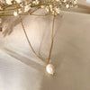 Filigran Pearl Halskette Gold Edelstahl 18K
