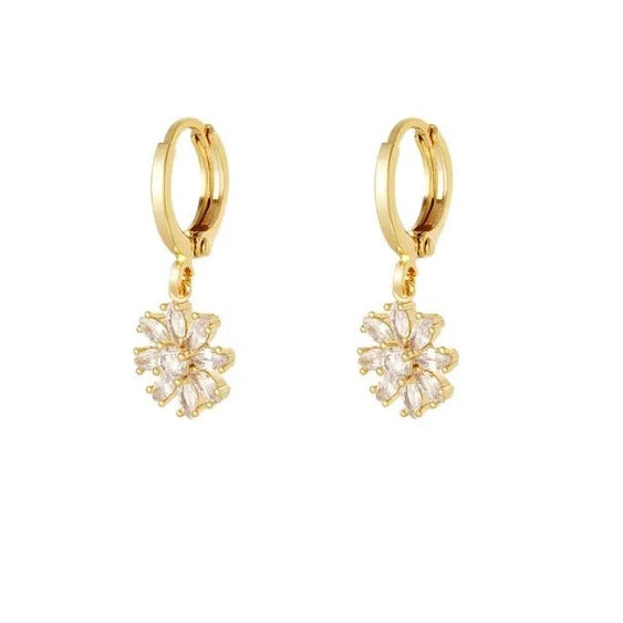 Flower Diamond Ohrring Gold 14K